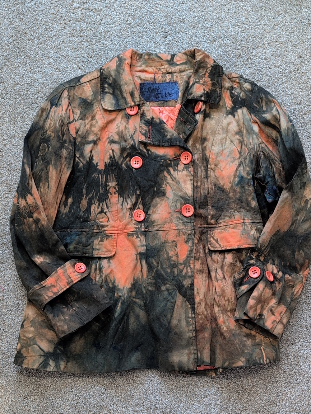 Camo Cabin Hunting Girl Outdoors Inspired Upcyled Pleated Pea Coat Large